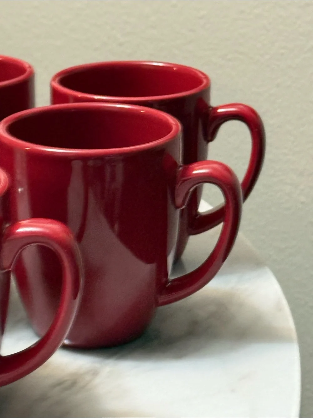 CORELLE red coffee mugs stoneware set of 5